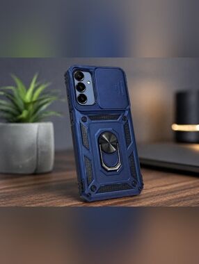 Samsung Galaxy A15 Rugged Armor Case w/ Kickstand Ring & Camera Cover Shockproof